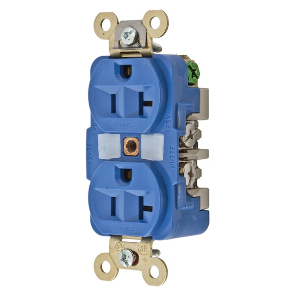 Straight Blade Receptacle, 5-20R, 20 A, 125V AC, 2 Pole, 3 Wire, Flush Mount, Grounded